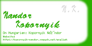 nandor kopornyik business card